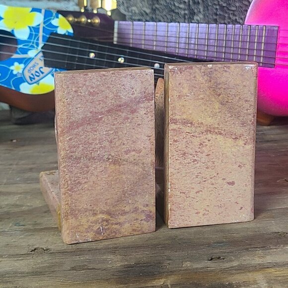 Hand Carved Bear Book Ends Minnesota Agate 1950s - Picture 5 of 15